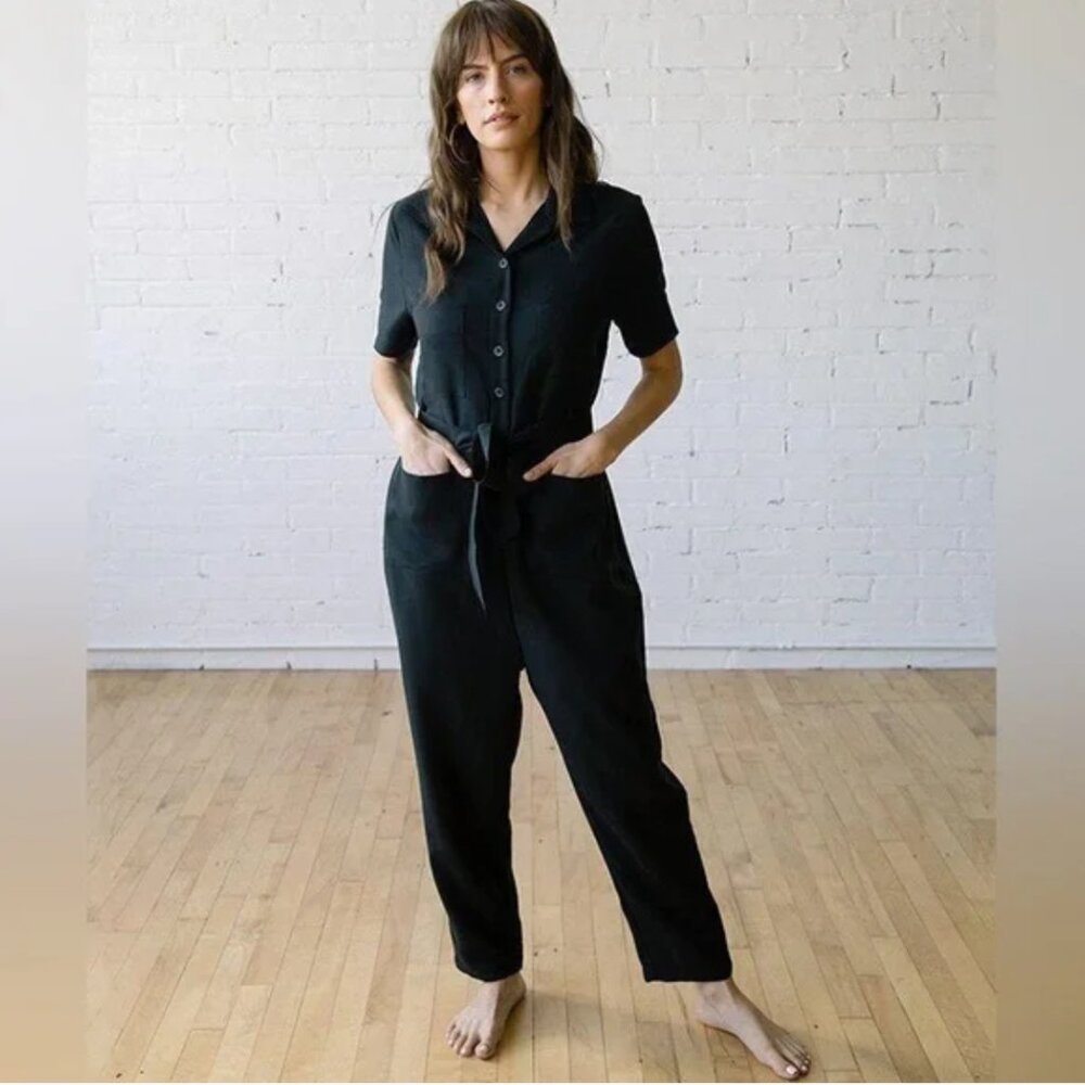 Tradlands Linen Jumpsuit Black S